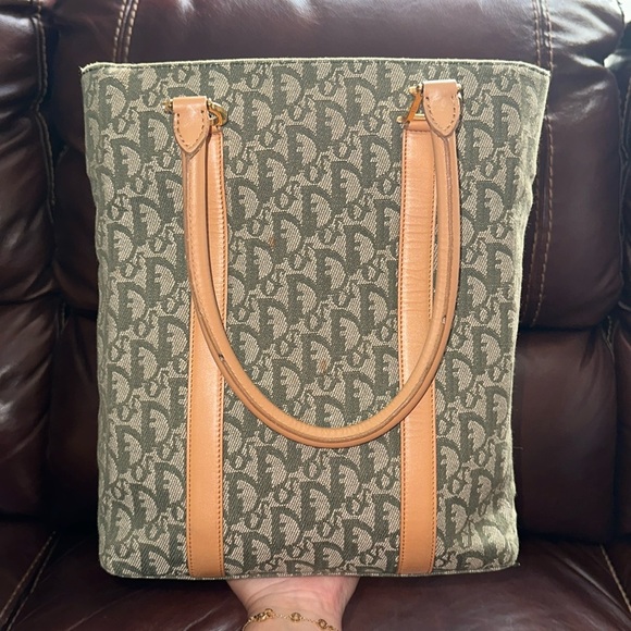 Dior Handbags - 🔥🔥🔥Authentic Christian Dior Trotter Green Signature Tote Shoulder Bag